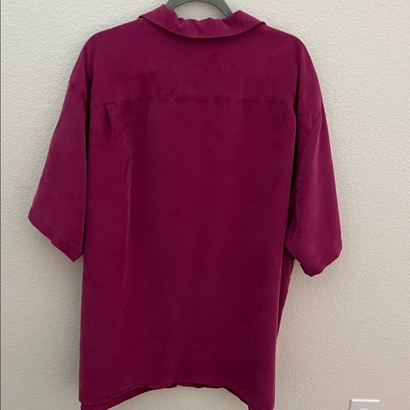 Caribbean Men’s 3XB Burgundy Camp Shirt | Modal Blend Short Sleeve Button-Up - Picture 3 of 4